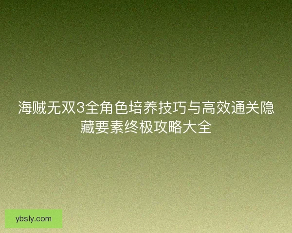 海贼无双3全角色培养技巧与高效通关隐藏要素终极攻略大全